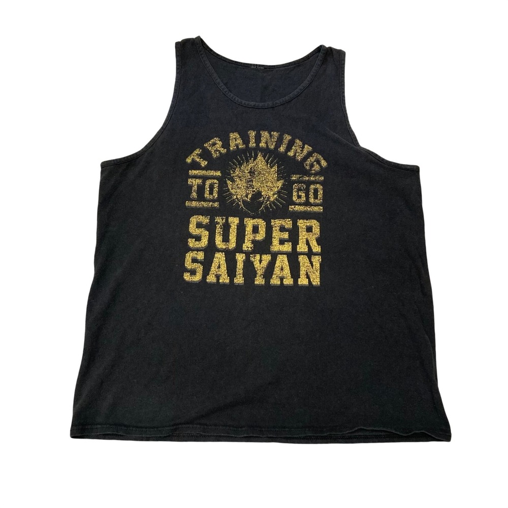 Dragon Ball Z Training To Go Super Saiyan Graphic Tank Top Black Gold Mens L